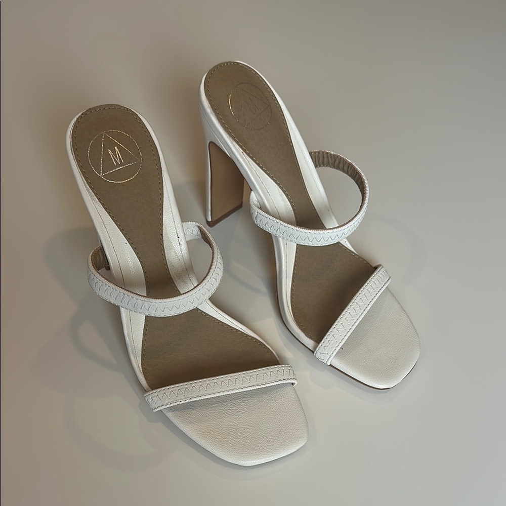 White strappy heels